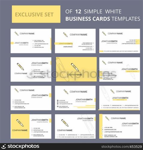 Set of 12 Marker Creative Busienss Card Template. Editable Creative logo and Visiting card background