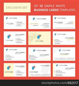Set of 12 Medical doctor Creative Busienss Card Template. Editable Creative logo and Visiting card background