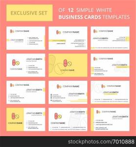 Set of 12 Medicine  Creative Busienss Card Template. Editable Creative logo and Visiting card background