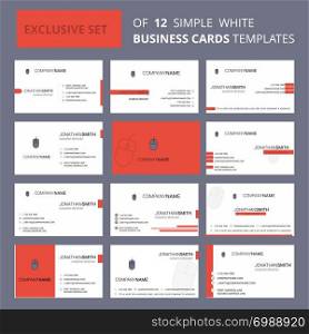 Set of 12 Mouse Creative Busienss Card Template. Editable Creative logo and Visiting card background