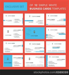 Set of 12 Network Creative Busienss Card Template. Editable Creative logo and Visiting card background