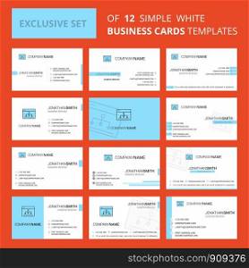 Set of 12 Networking Creative Busienss Card Template. Editable Creative logo and Visiting card background