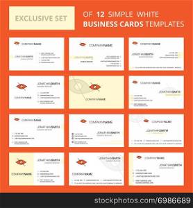 Set of 12 Not seen Creative Busienss Card Template. Editable Creative logo and Visiting card background