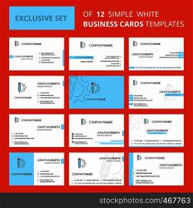 Set of 12 Pencil Creative Busienss Card Template. Editable Creative logo and Visiting card background