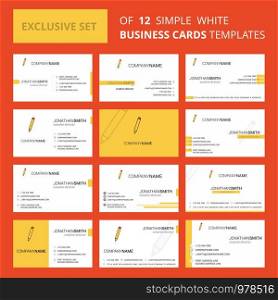 Set of 12 Pencil Creative Busienss Card Template. Editable Creative logo and Visiting card background
