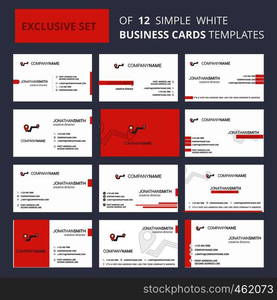 Set of 12 Route Creative Busienss Card Template. Editable Creative logo and Visiting card background