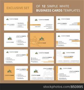 Set of 12 Scenery Creative Busienss Card Template. Editable Creative logo and Visiting card background