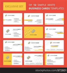 Set of 12 Tablets Creative Busienss Card Template. Editable Creative logo and Visiting card background