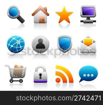 Set of 12 Titanium Series web and internet icons. Titaniun web icons