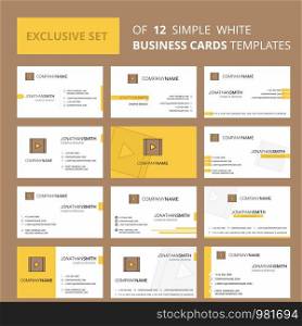 Set of 12 Video Creative Busienss Card Template. Editable Creative logo and Visiting card background