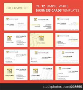Set of 12 Website Creative Busienss Card Template. Editable Creative logo and Visiting card background