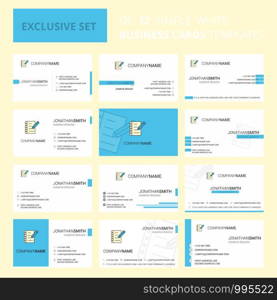Set of 12 Writing on notes Creative Busienss Card Template. Editable Creative logo and Visiting card background