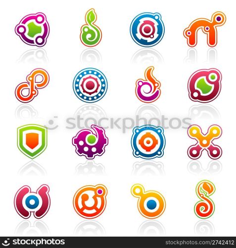 Set of 16 colorful abstract design elements and graphics. Design elements and graphics