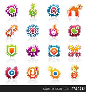 Set of 16 colorful abstract design elements and graphics. Design elements and graphics