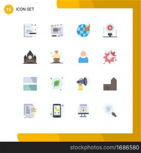 Set of 16 Commercial Flat Colors pack for canada, light bulb, plan, electronics, ai Editable Pack of Creative Vector Design Elements
