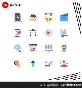 Set of 16 Commercial Flat Colors pack for connect, pay, festival, global, credit Editable Pack of Creative Vector Design Elements
