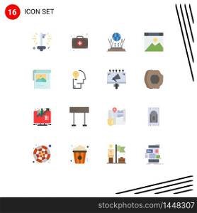 Set of 16 Commercial Flat Colors pack for poster, cleander, globe, website, computer Editable Pack of Creative Vector Design Elements