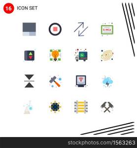 Set of 16 Commercial Flat Colors pack for sharing, ideas, board, creative, elevator door Editable Pack of Creative Vector Design Elements
