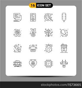 Set of 16 Commercial Outlines pack for badge, sport, wedding, commentator, hobby Editable Vector Design Elements