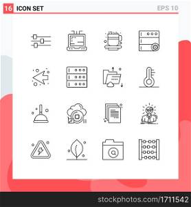 Set of 16 Commercial Outlines pack for cloud, database, control, data, next Editable Vector Design Elements