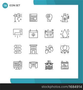 Set of 16 Commercial Outlines pack for dollar, target, corporate, mind, head Editable Vector Design Elements