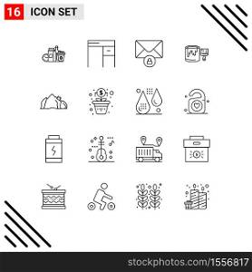 Set of 16 Commercial Outlines pack for landscape, painting, office, paint, brush Editable Vector Design Elements