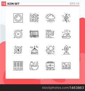 Set of 16 Commercial Outlines pack for play, hanging, wind, design, eid Editable Vector Design Elements