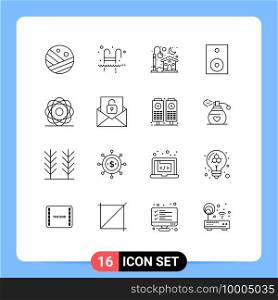 Set of 16 Commercial Outlines pack for technology, products, water, electronics, moon Editable Vector Design Elements