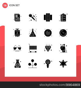 Set of 16 Commercial Solid Glyphs pack for cook, shopping, apartments, document, residential flats Editable Vector Design Elements
