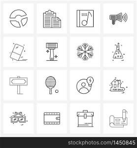 Set of 16 Line Icon Signs and Symbols of education, eraser, essential, eraser, media Vector Illustration