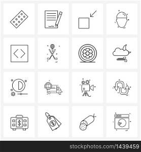 Set of 16 Line Icon Signs and Symbols of labour, man, business, construction, arrow Vector Illustration