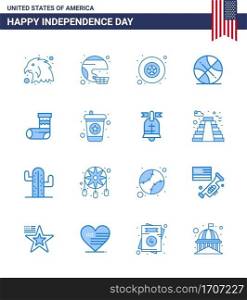 Set of 16 Modern Blues pack on USA Independence Day christmas; usa; united; sports; backetball Editable USA Day Vector Design Elements