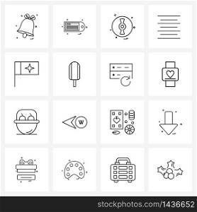 Set of 16 Modern Line Icons of game, sports flag, ui, flag, increase Vector Illustration