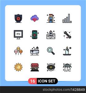 Set of 16 Modern UI Icons Symbols Signs for app, display, goal, aspect ratio, phone Editable Creative Vector Design Elements
