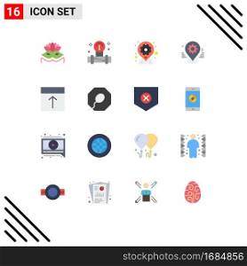 Set of 16 Modern UI Icons Symbols Signs for arrange, pin, geo, map, gear Editable Pack of Creative Vector Design Elements