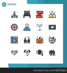 Set of 16 Modern UI Icons Symbols Signs for audience, meal, accessories, food, scarf Editable Creative Vector Design Elements