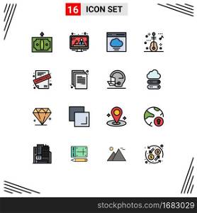 Set of 16 Modern UI Icons Symbols Signs for back to school, approved, communication, application, music Editable Creative Vector Design Elements