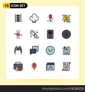 Set of 16 Modern UI Icons Symbols Signs for bone, healthcare, rose, adn, label Editable Creative Vector Design Elements