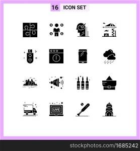 Set of 16 Modern UI Icons Symbols Signs for building, real, consumer, crane, idea Editable Vector Design Elements