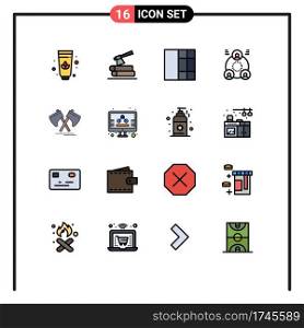 Set of 16 Modern UI Icons Symbols Signs for business, cutter, company, tool, axe Editable Creative Vector Design Elements