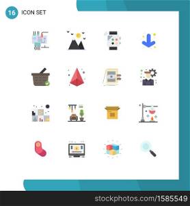 Set of 16 Modern UI Icons Symbols Signs for buy, down, mountain, arrow, hand Editable Pack of Creative Vector Design Elements