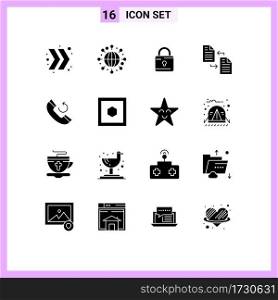 Set of 16 Modern UI Icons Symbols Signs for callback, call, loucked, transfer, file Editable Vector Design Elements