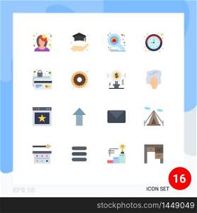 Set of 16 Modern UI Icons Symbols Signs for card security, atm card, apartment, watch, clock Editable Pack of Creative Vector Design Elements