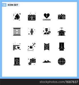 Set of 16 Modern UI Icons Symbols Signs for charging, picture, money, image, camera Editable Vector Design Elements