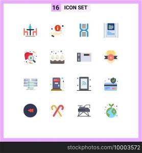 Set of 16 Modern UI Icons Symbols Signs for checkup, data, biology, graphy, school Editable Pack of Creative Vector Design Elements