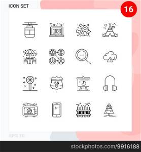 Set of 16 Modern UI Icons Symbols Signs for coffee, canada, graphic design, c&, sweets Editable Vector Design Elements