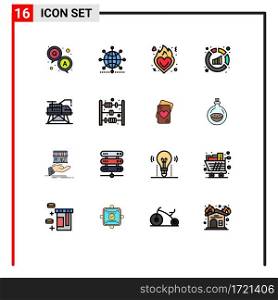 Set of 16 Modern UI Icons Symbols Signs for construction, sales, world, report, romance Editable Creative Vector Design Elements