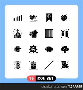 Set of 16 Modern UI Icons Symbols Signs for credit card, marriage, media, church, hard drive disk Editable Vector Design Elements