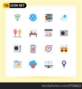 Set of 16 Modern UI Icons Symbols Signs for cup, fly, star, balloon, park Editable Pack of Creative Vector Design Elements