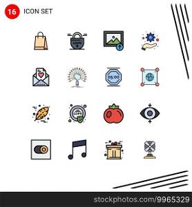 Set of 16 Modern UI Icons Symbols Signs for data, love, image, email, optimization Editable Creative Vector Design Elements
